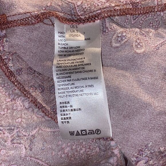 Free People Sz Sm Maroon Floral Girl Talk Printed Oversized Tunic Top Blouse - Picture 8 of 8